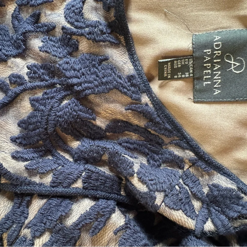 Adrianna Papell Navy Lace Gown - Picture 5 of 5